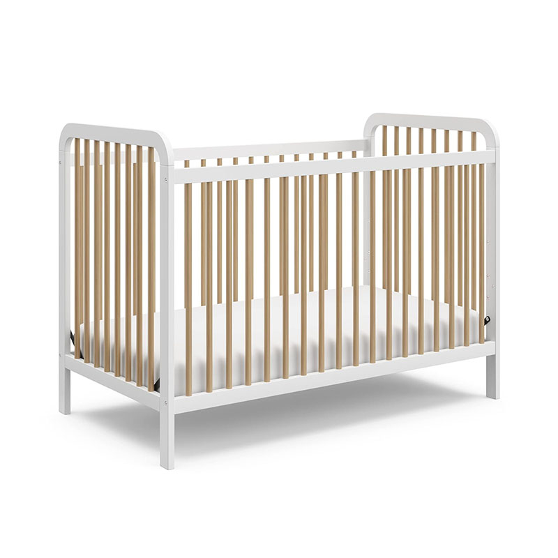 3-in-1 Convertible Crib (White with Driftwood) – GREENGUARD Gold Certified, Converts to Daybed and Toddler Bed, Fits Standard Full