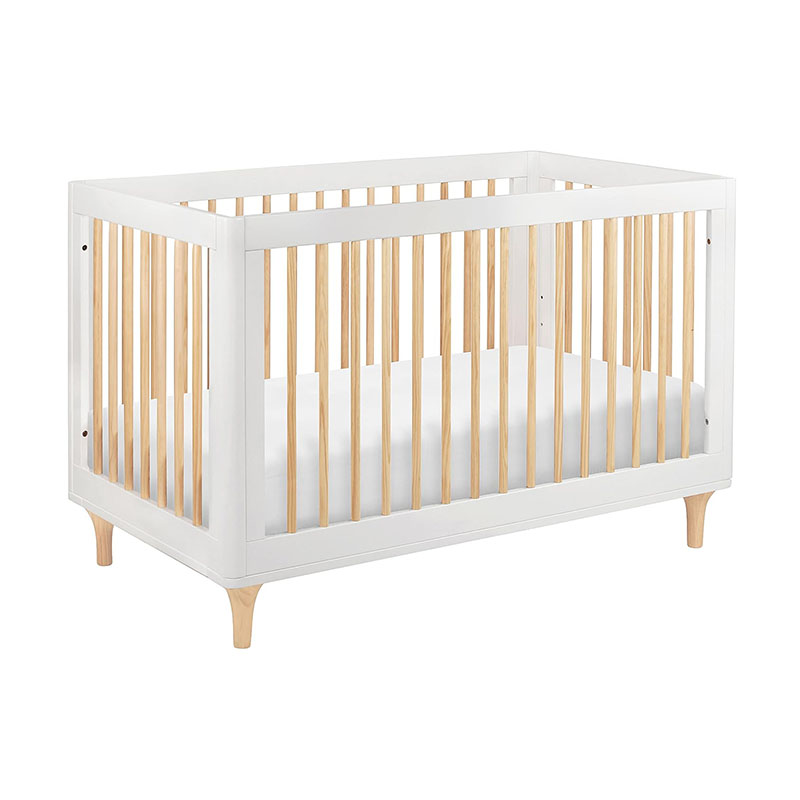 3-in-1 Convertible Crib with Toddler Bed Conversion Kit in White and Natural, Greenguard Gold Certified