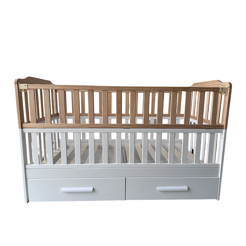 Baby Crib，Height Adjustable Wooden Baby  Crib