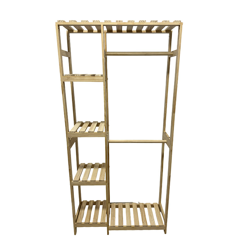 Floor standing clothes hanger, multifunctional storage rack, solid wood clothes hanger
