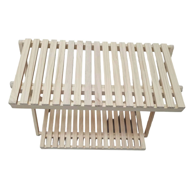 Double-layer storage rack，Folding wooden Rack