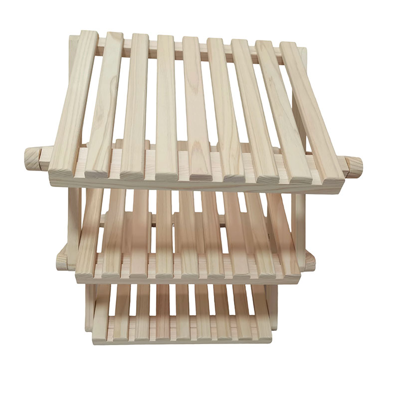 Three-layer storage rack，Folding wooden Rack