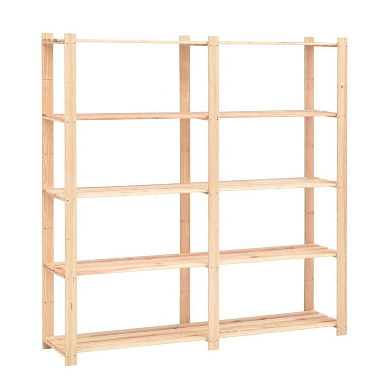 Solid Pinewood 5-Tier Storage Rack, Perfect for Kitchen, Laundry Room, Basement, Office & Garage, Easy to Assemble