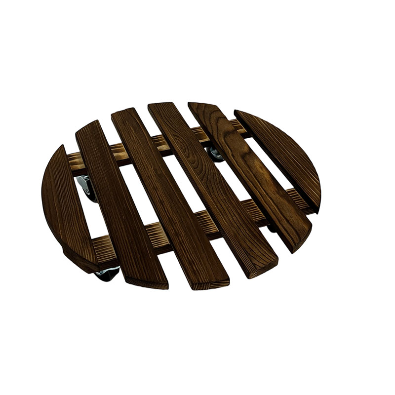 Flower pot rack with wheels, flower pot tray with universal wheels, movable flower pot tray, solid wood circular universal wheel flower pot tray