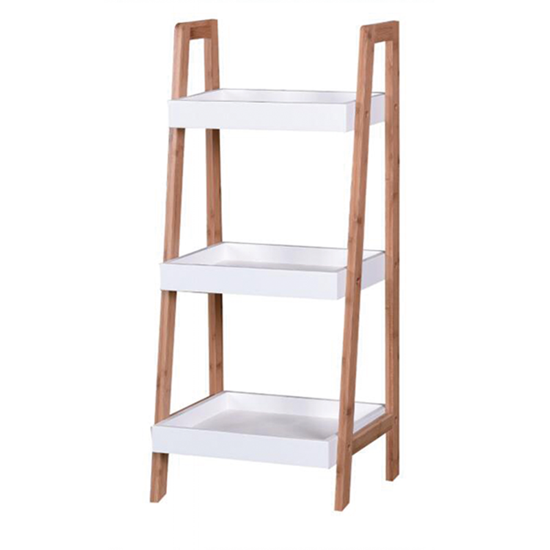 Wholesale wooden ladder 3 tier white display shelf home storage shelves