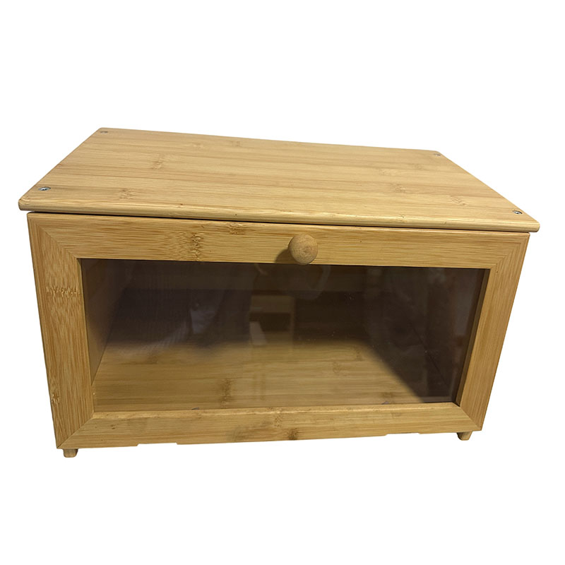 Wooden Bread Box, Bread Bin Organizer Bread Storage Bin with Clear Front Window