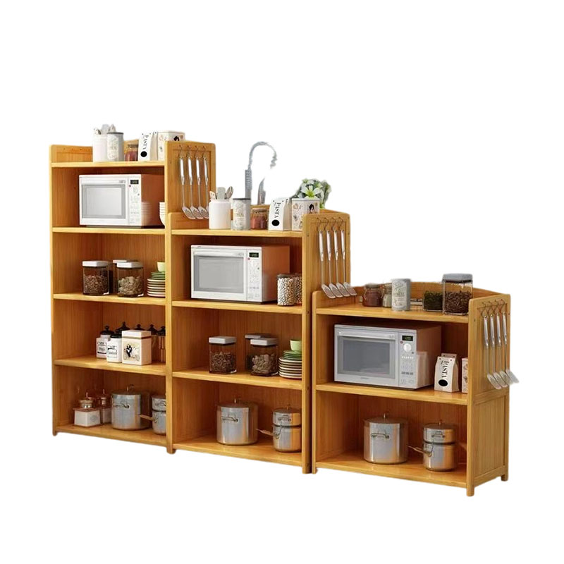 Kitchen storage rack, rice cooker microwave oven household floor multi-layer solid wood rack