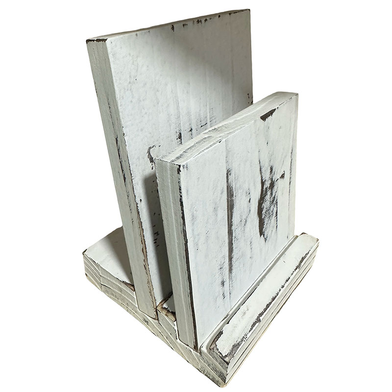 Rustic whitewashed wooden desktop letter sorter with 2  ascending slots   Store and display important work accessories like phones, folders, and more
