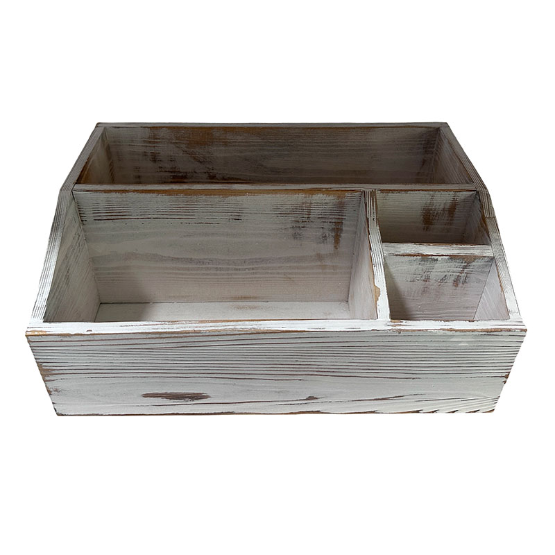 Wood Desk Organizer with File Organizer，Rustic Makeup Storage Display Case Countertop