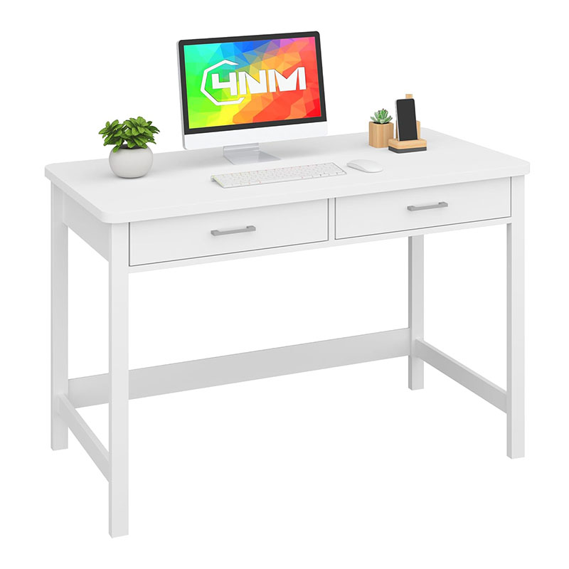 Small Desk with Wood Drawers, Home Office Computer Desk with Wooden Legs, Study Writing Table Vanity Desk for Small Spaces