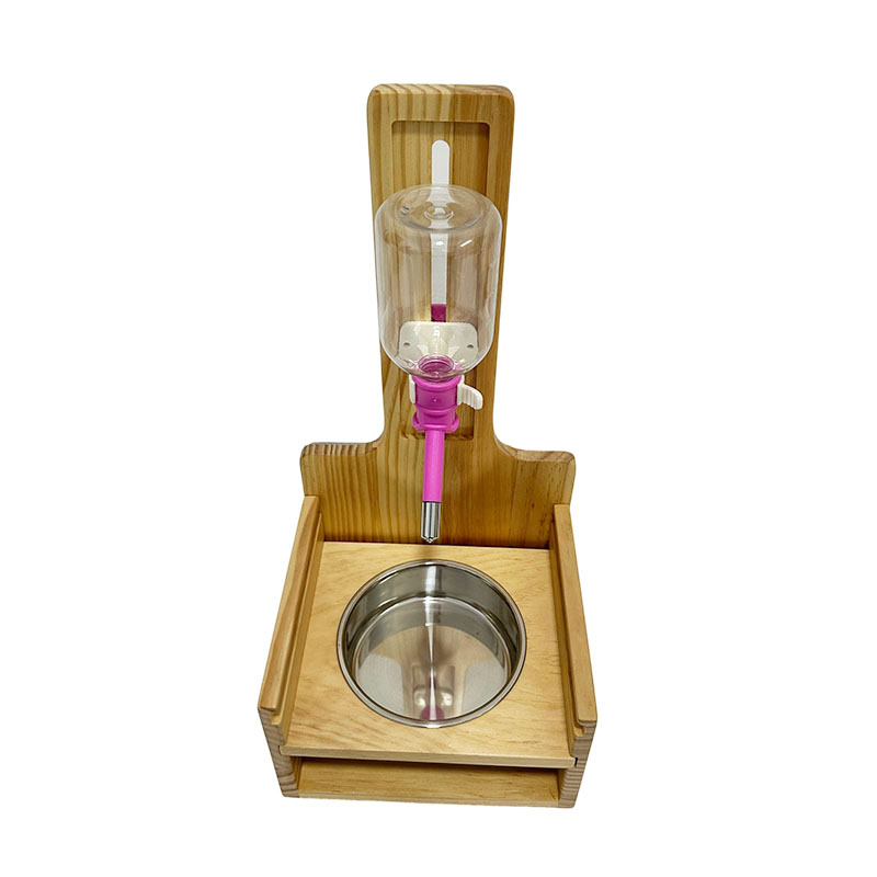 Pet feeding and water rack，Pet Rack with Water Bottle Holder,  Wooden Feeding Rack, Food Holder Feeder for Small Animals