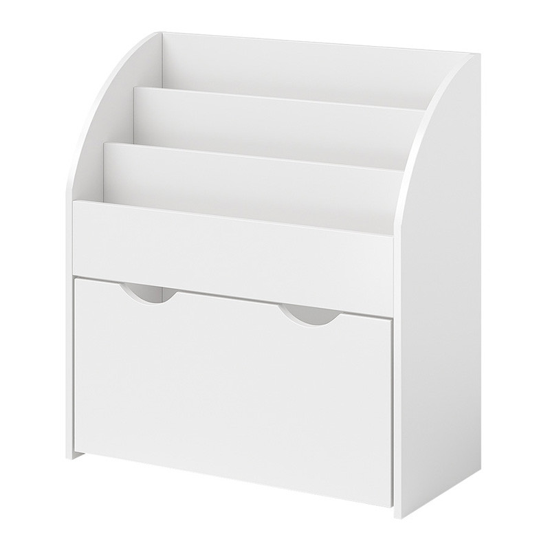 Children's shelf, white, with 3 compartments for books and 1 drawer