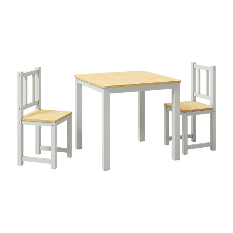 Children's seating set, grey/natural, 2x chair and 1x table