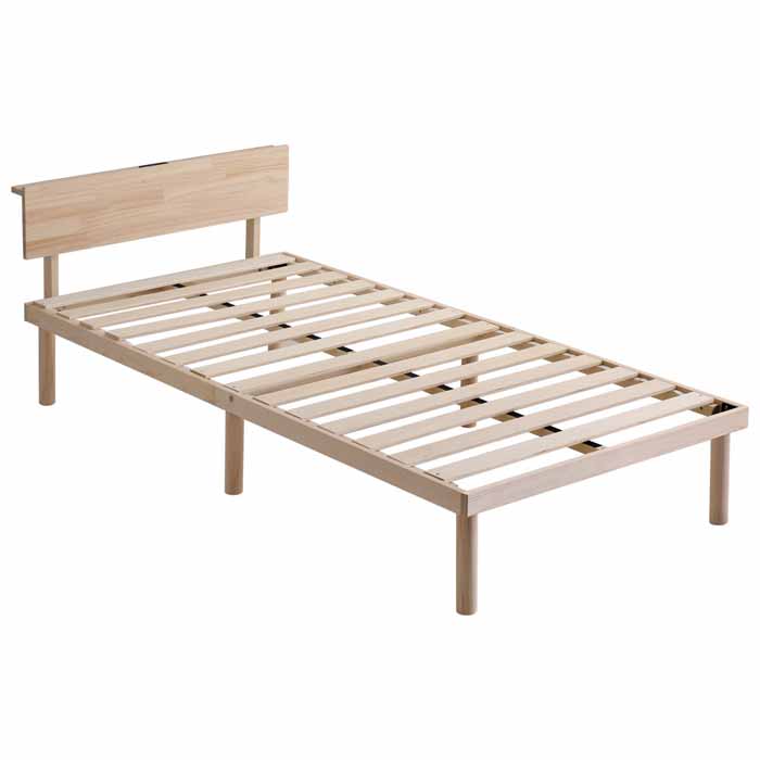Single pine bed with headboard, adjustable height, and legs