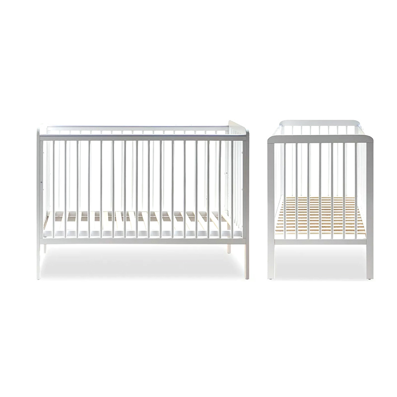 2-in-1 Wooden Crib - 60x120 cm white color