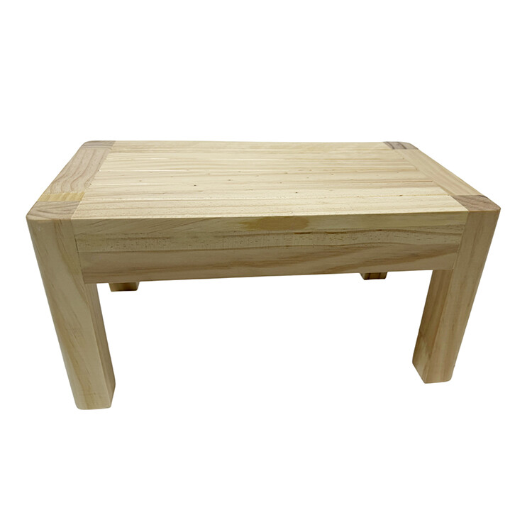 Wooden step stool varnished  square legs