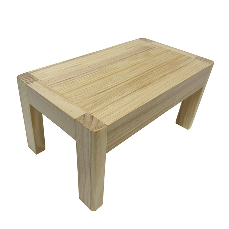 Wooden step stool  varnished  rectangular legs