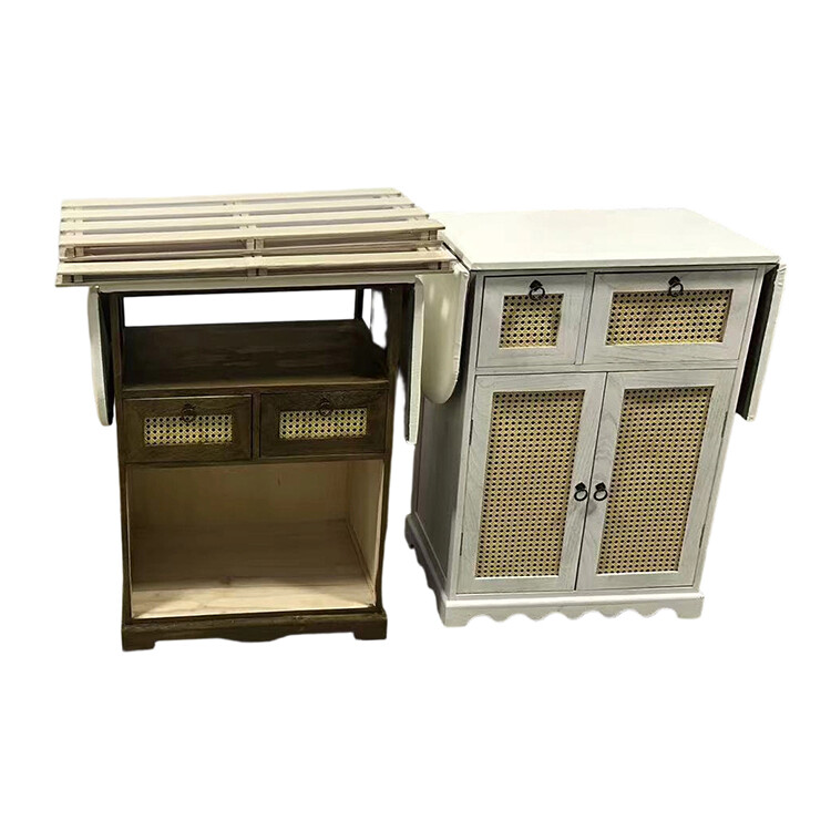 Ironing rack with drawer, cabinet, walnut color