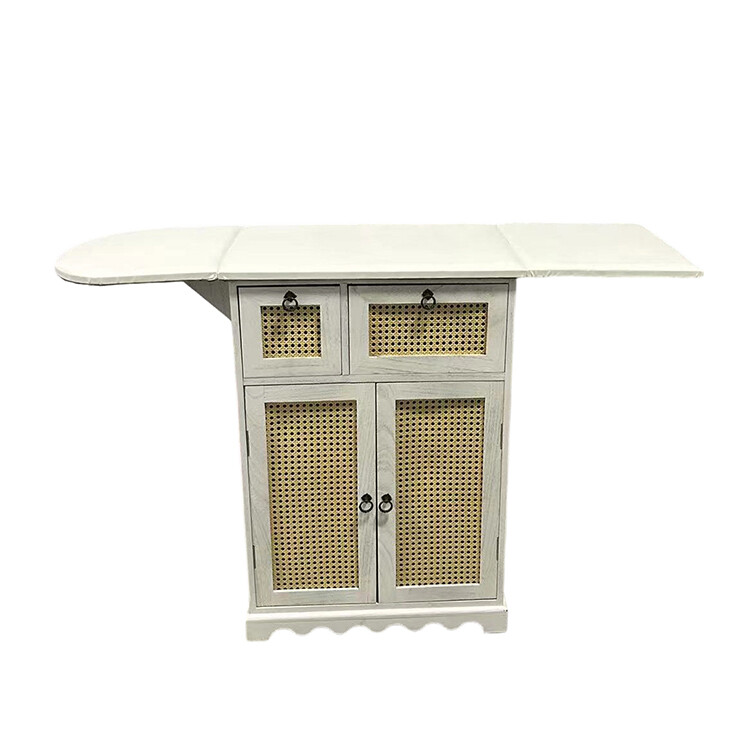Ironing rack with drawer, cabinet, white