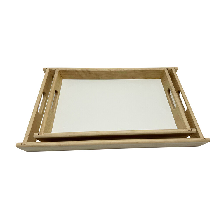 Wooden tray invisible handle 2-Piece set