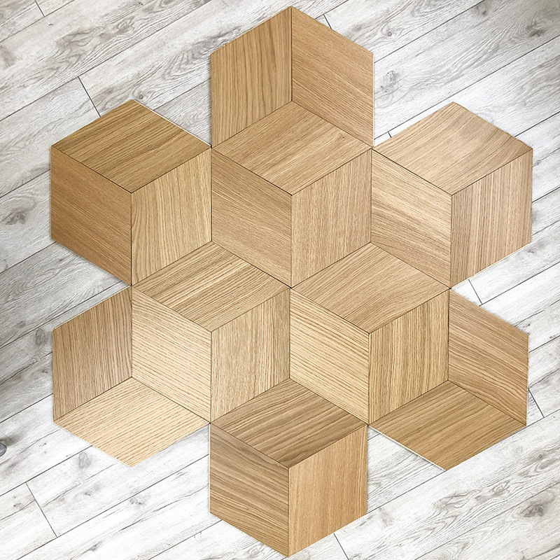 High-end customized special-shaped parquet flooring artistic shape European and Chinese style restaurant living room net celebrity style tiles cross-border