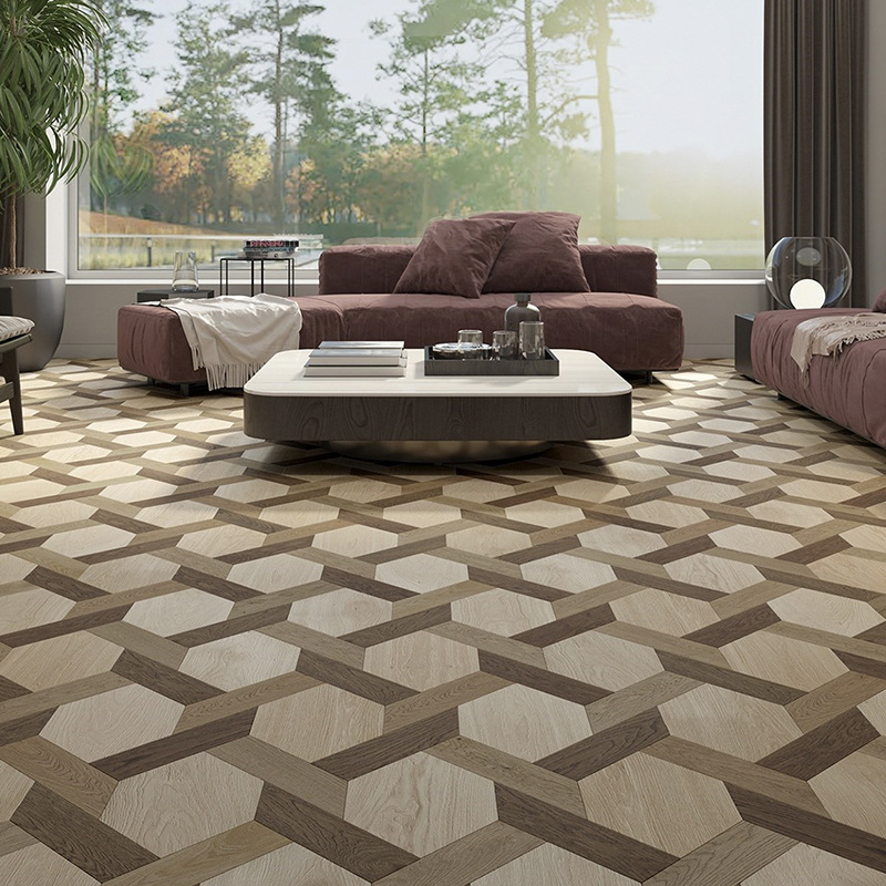 High-end customized special-shaped parquet flooring artistic shape European and Chinese style restaurant living room net celebrity style tiles cross-border