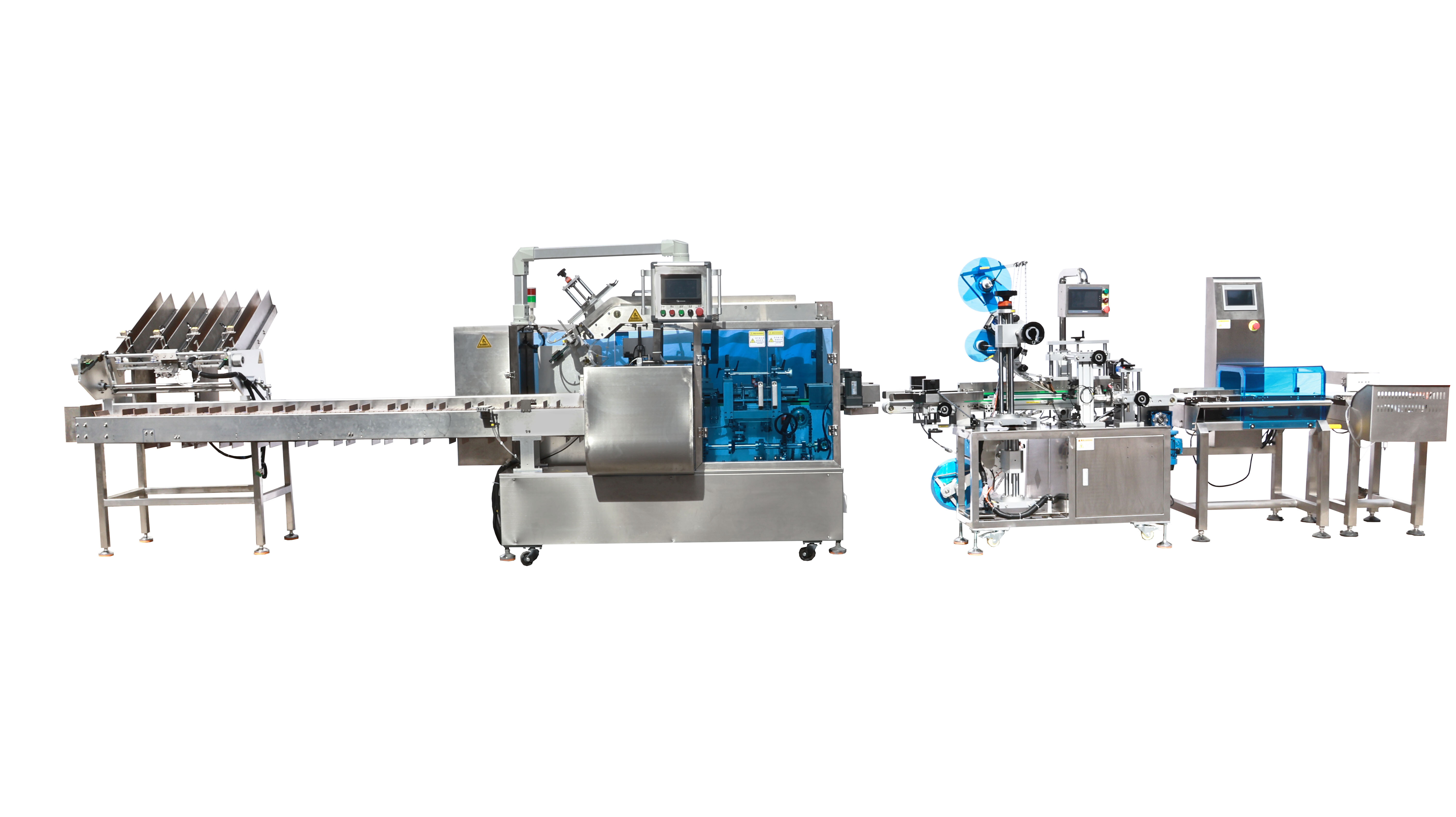 Auto-feeding, Labeling, Weighing and Cartoning Integrated Production Line