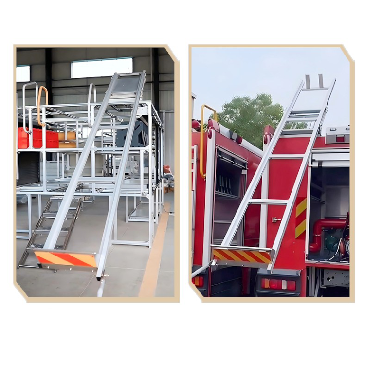 Extension ladder support frame for fire trucks
