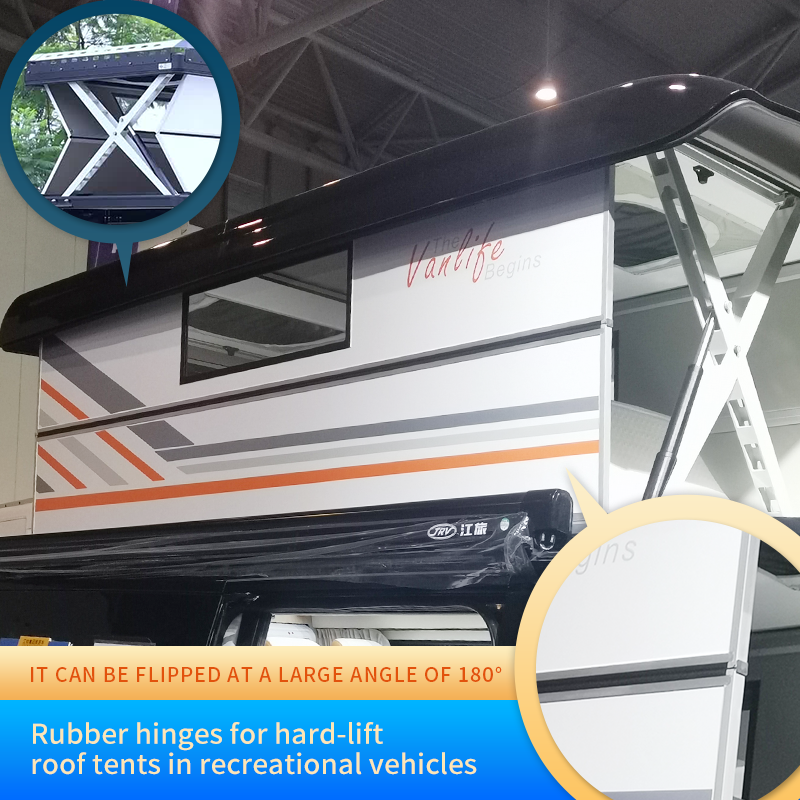 Rubber hinges for RV hard pop-top tents