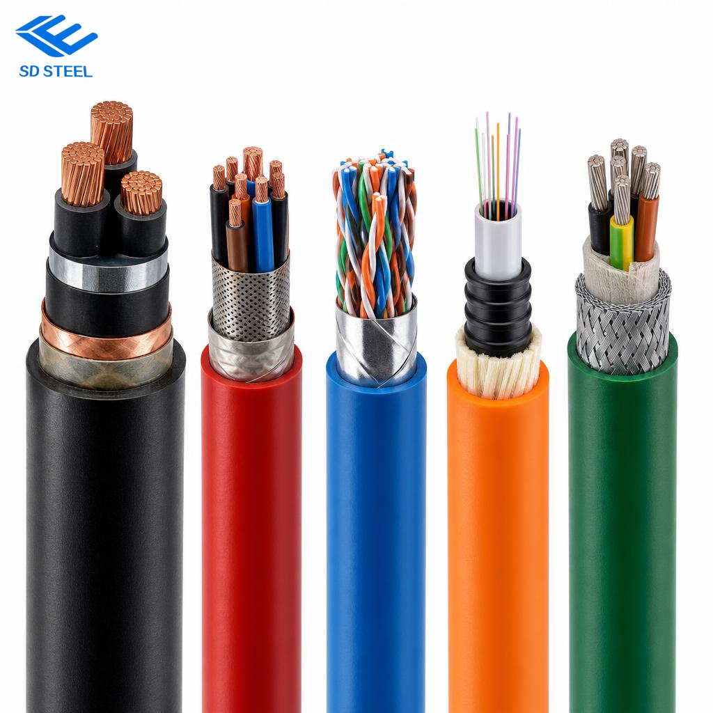 What are the five categories of wires and cables?