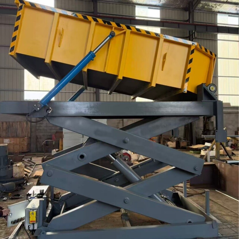 Lift Table with Tipping Bucket Hydraulic Scissor Lift with Dump Hopper Lift Table with Tipping Bucket Hydraulic Scissor Lift with Dump Hopper