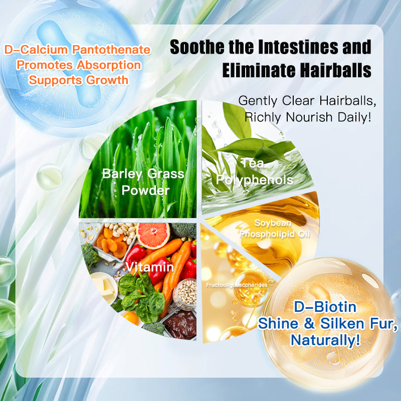 Cat Grass Hairball Control Gel for Cats, Nutritional Supplement for Hairball Removal & Digestive Care 120g