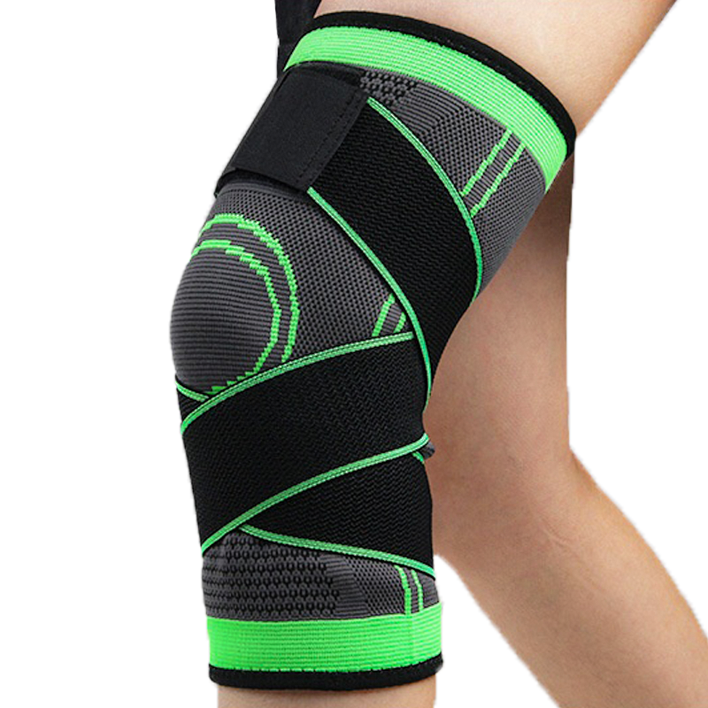 Wholesale sports knee pads and braces, fashionable spandex/nylon lace-up adjustable breathable knee pads with bandages