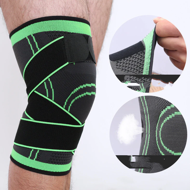 Wholesale sports knee pads and braces, fashionable spandex/nylon lace-up adjustable breathable knee pads with bandages