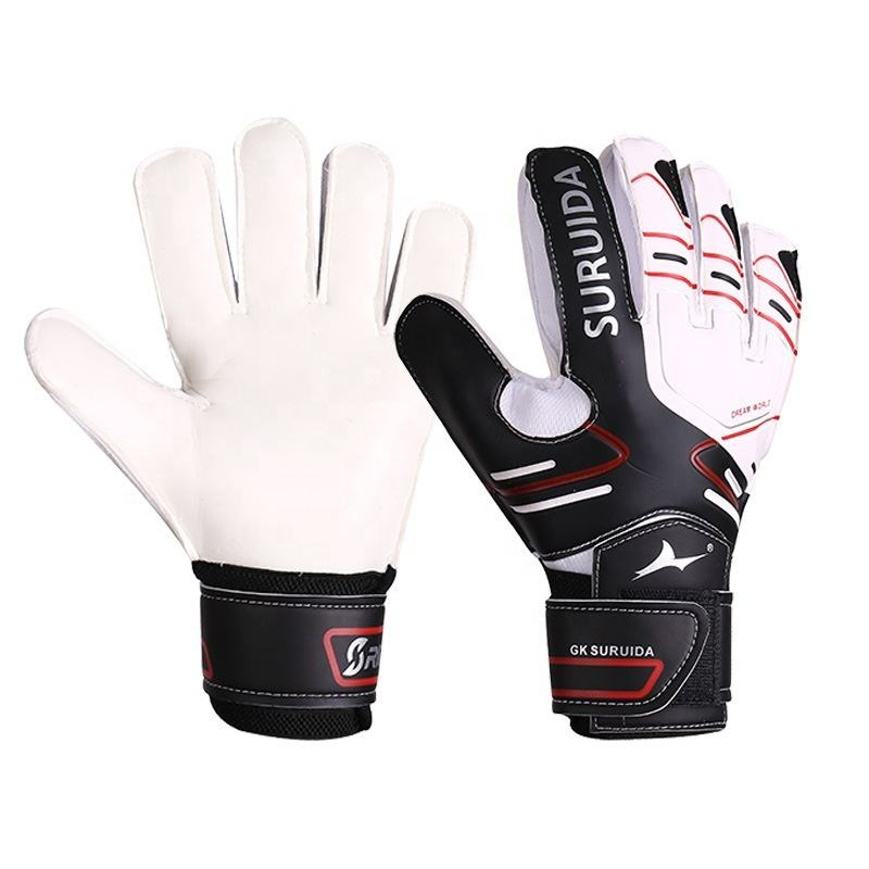 Professional outdoor sports football goalkeeper gloves, wear-resistant leather latex rubber PU 4mm thickness