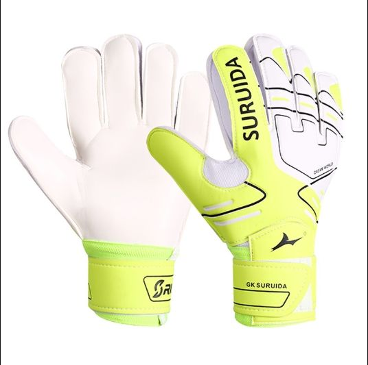 Professional outdoor sports football goalkeeper gloves, wear-resistant leather latex rubber PU 4mm thickness