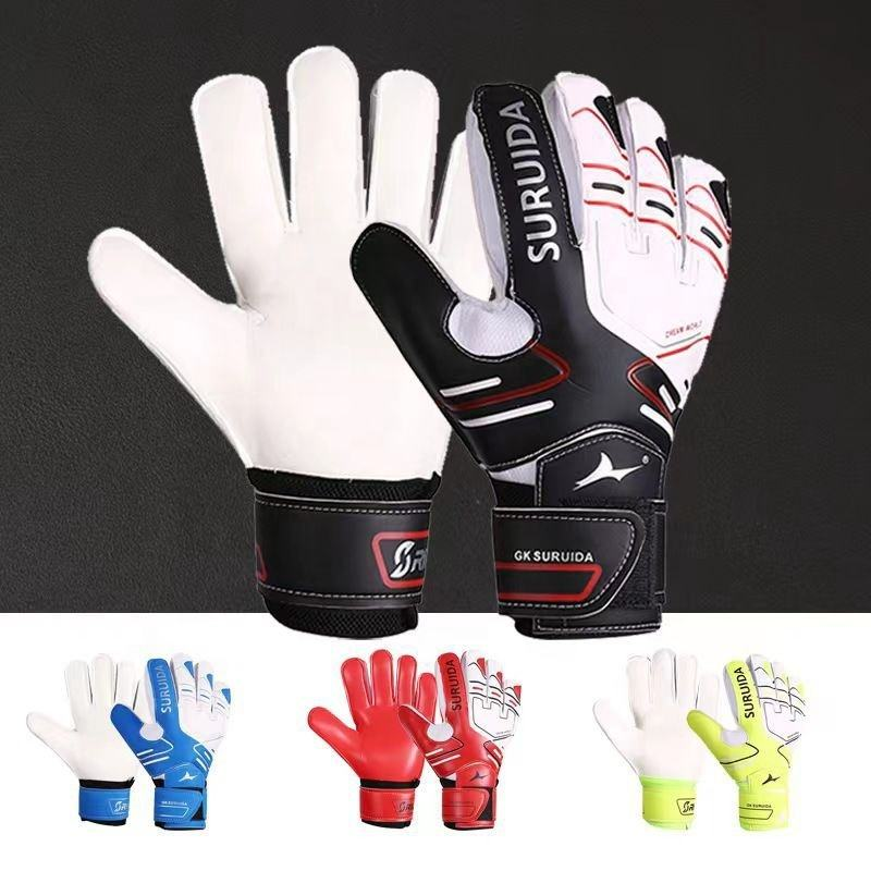 Professional outdoor sports football goalkeeper gloves, wear-resistant leather latex rubber PU 4mm thickness