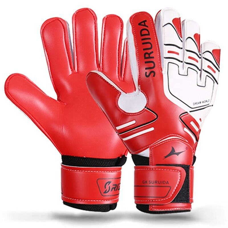Professional outdoor sports football goalkeeper gloves, wear-resistant leather latex rubber PU 4mm thickness