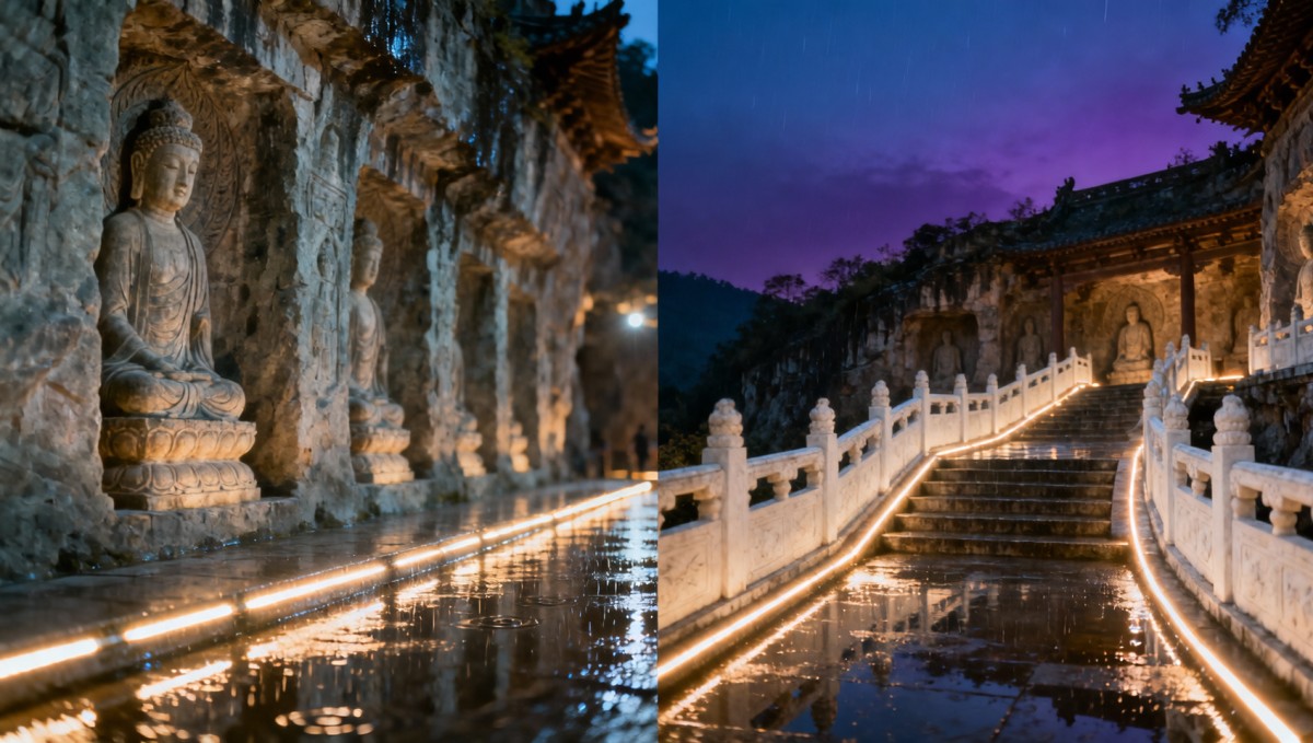 龙门石窟夜游全攻略里没说的细节：雨天开放吗？老人小孩建议停留多久？