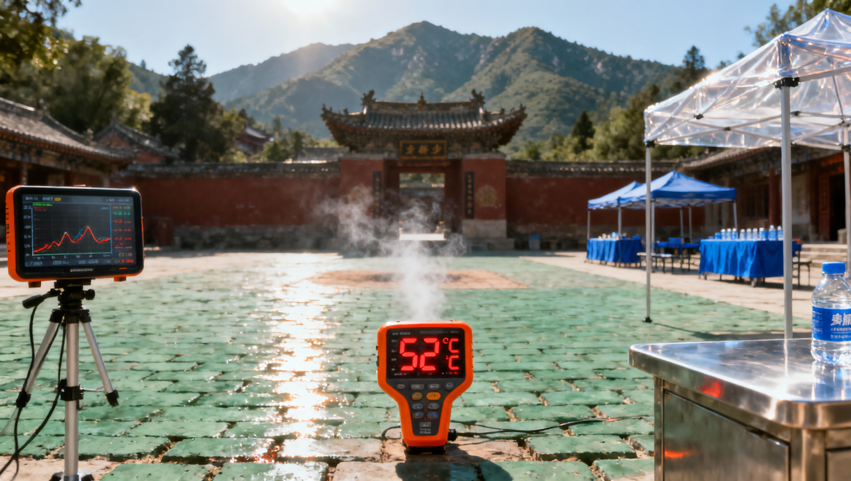 In July, I took my child to experience Shaolin martial arts training. The ground temperature at the training ground exceeded 50°C on that sweltering day, and no one had warned me beforehand.