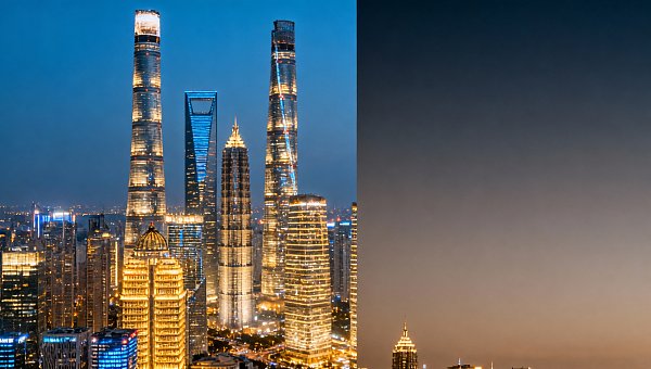 Where is the best spot to photograph the Shanghai skyline at night? Lujiazui three-piece set actual measurement