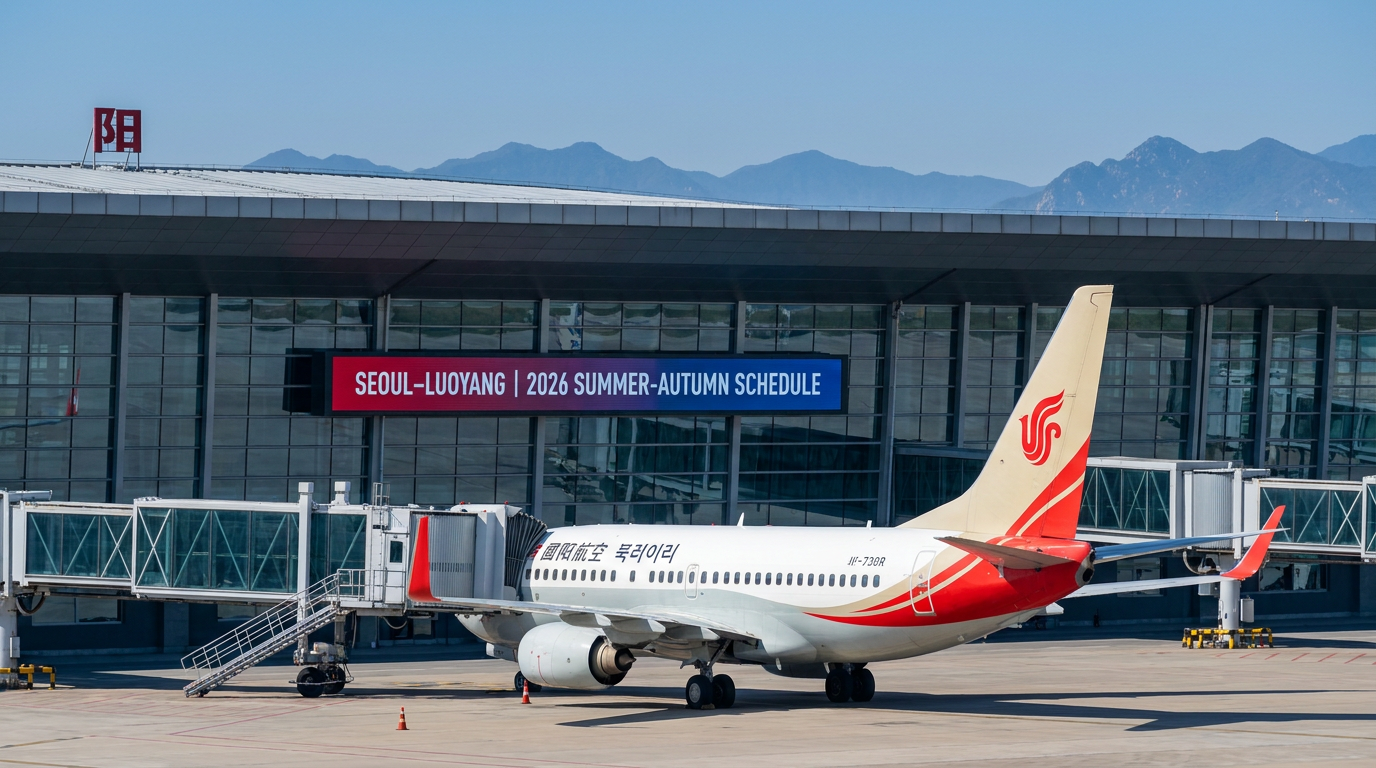 South Korea adds 5 new direct flight routes to China, with the Seoul—Luoyang route included in the increased flight plan for the 2026 summer-autumn season