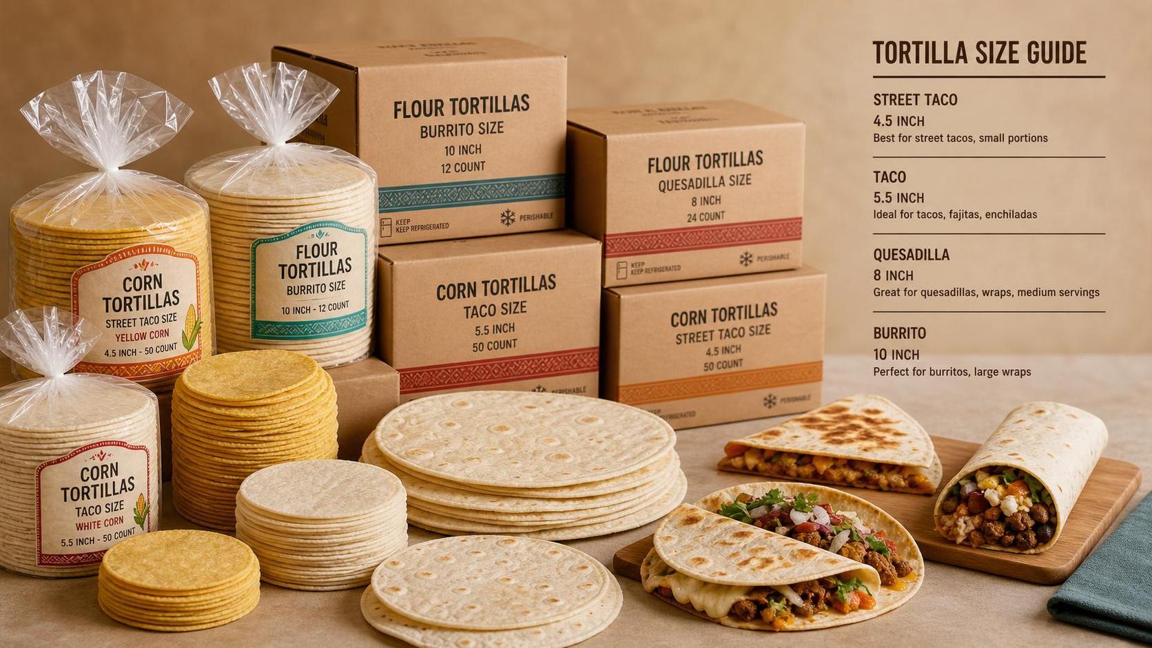 Mexikanische Tortillas für Restaurants: So wählen Sie die richtige Größe, Konsistenz und Verpackungsform aus
