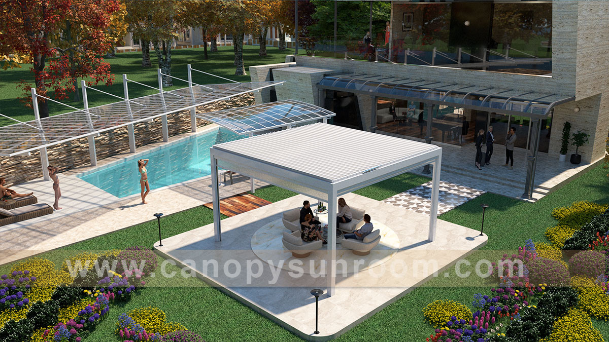 outdoor aluminum shutter louvered gazebo pergola