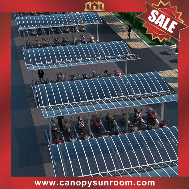 Outdoor public polycarbonate aluminum parking motorcycle bicycle shelter canopy for the projects