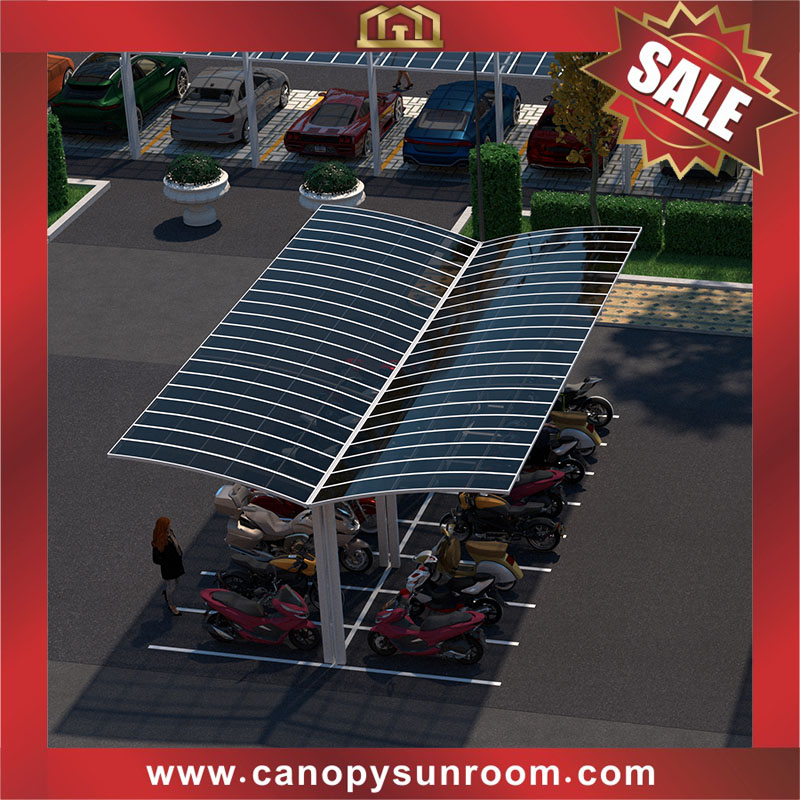 Outdoor public polycarbonate aluminum parking motorcycle bicycle shelter canopy for the projects
