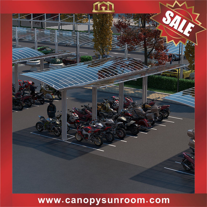 Outdoor public polycarbonate aluminum parking motorcycle bicycle shelter canopy for the projects
