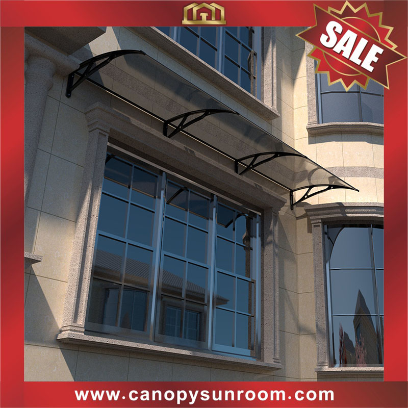 DIY Polycarbonate pc awning canopy shelter with aluminum bracket support arms for house window door