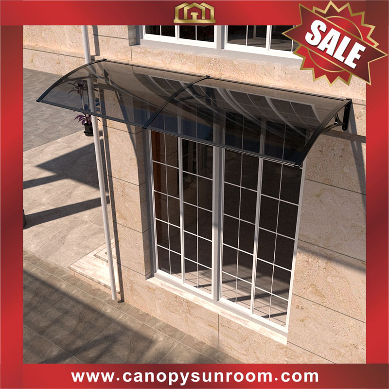 DIY Polycarbonate pc awning canopy shelter with aluminum bracket support arms for house window door