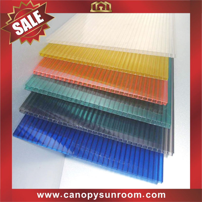 hot selling twin two walls layers hollow polycarbonate PC sun roofing sheet plate panel sunvisor 
